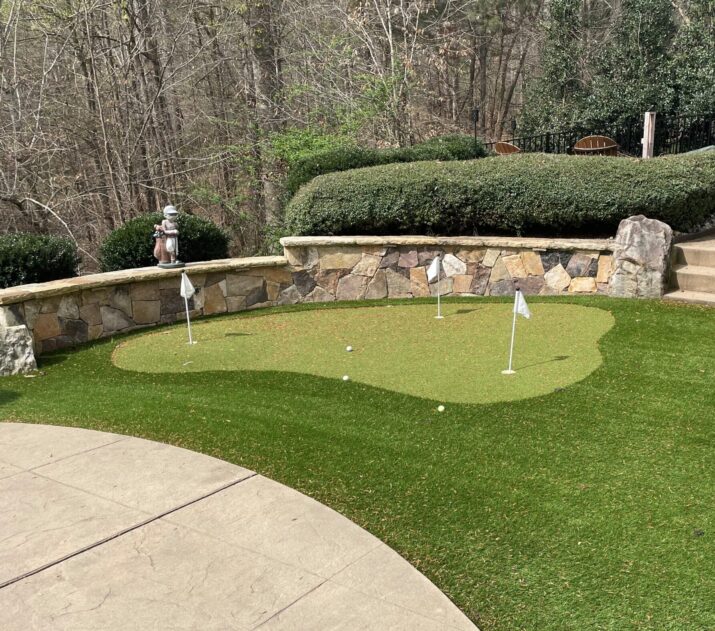 Residential mini golf turf in yard