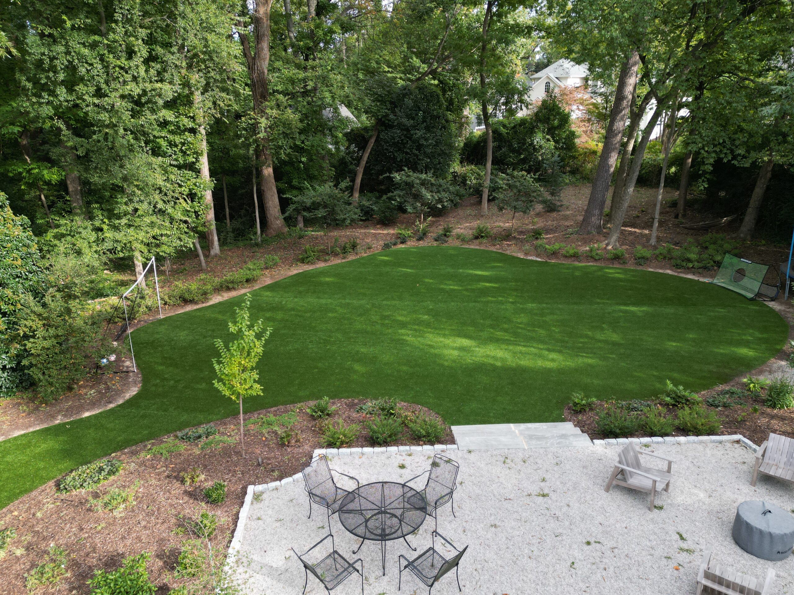 American Artificial Turf project on backyard